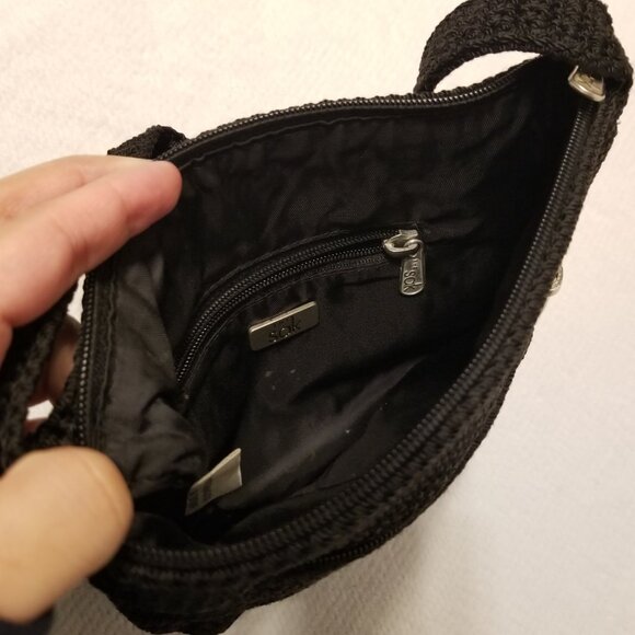 The Sak Crossbody Crochet Bag Black Satchel Small Side Purse Full Zip - Picture 9 of 13